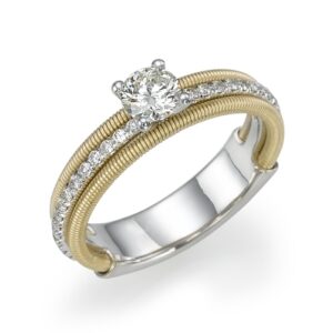 טבעת יהלומים מודל-ספירלה בשני צבעים