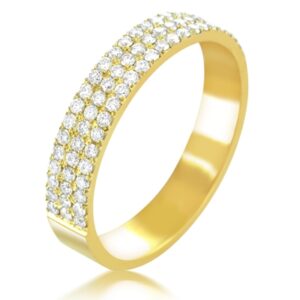 טבעת נישואין משובצת פווה 3 שורות