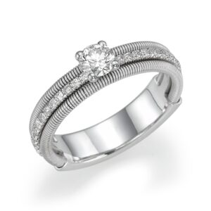 טבעת ספירלה זהב משולב לבן