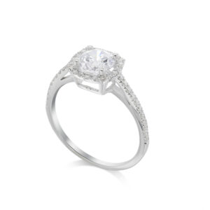 טבעת ארוסין-מודל קושן לבן